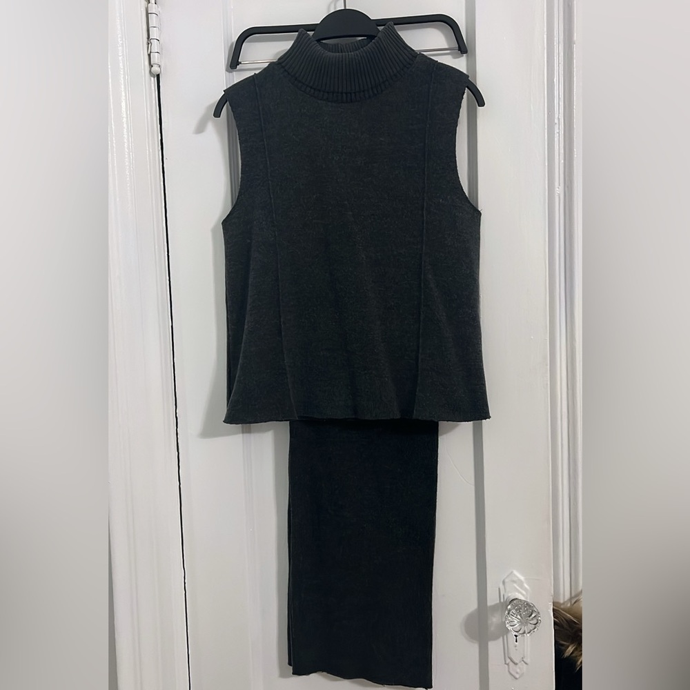 Zara Charcoal Ribbed Knit Set
